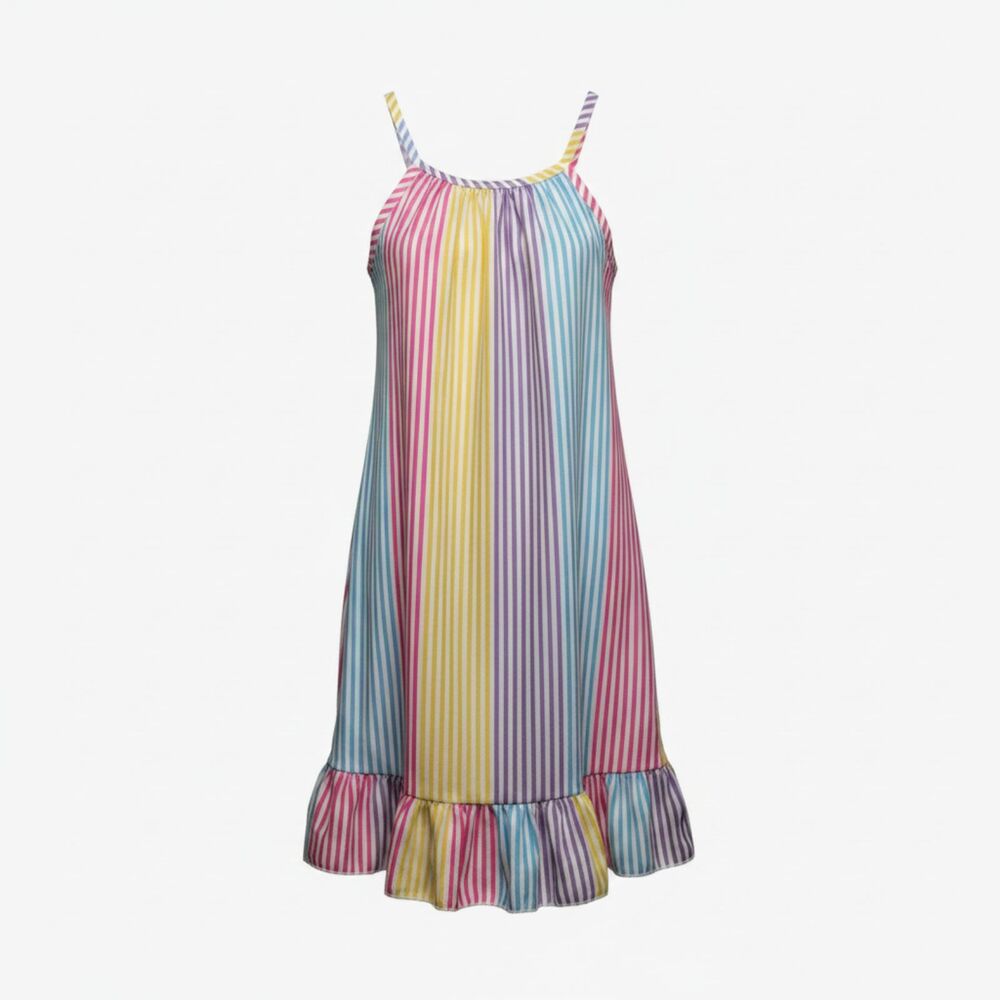 Girls Multicolor Striped Sundress Size 5-6Y Sleeveless Summer Dress